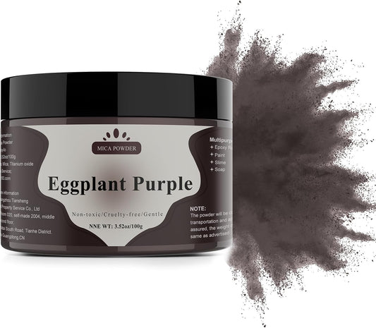 Mica Powder - 100g Mica Powder for Epoxy Resin - Metallic Color Pigment for Resin, Soap, Bath Bombs, Eye Shadow, Nails, DIY Crafting Projects etc. (Eggplant Purple)