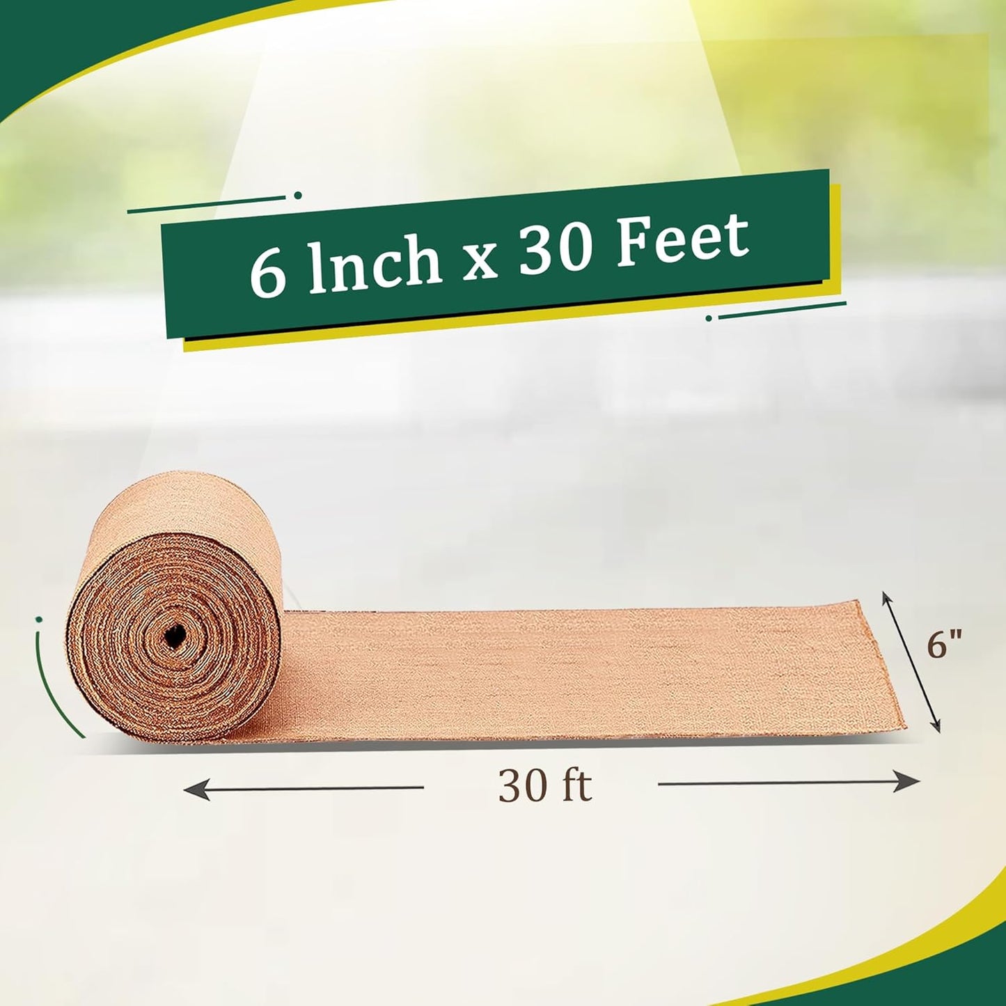 Burlap Table Runners 6 Inches x 30 FT - No-Fray Finished Edge Premium Natural Table Runner Burlap Roll – No Odor, Eco-Friendly Tablecloth Roll for Rustic Table Decor and Other DIY Crafts