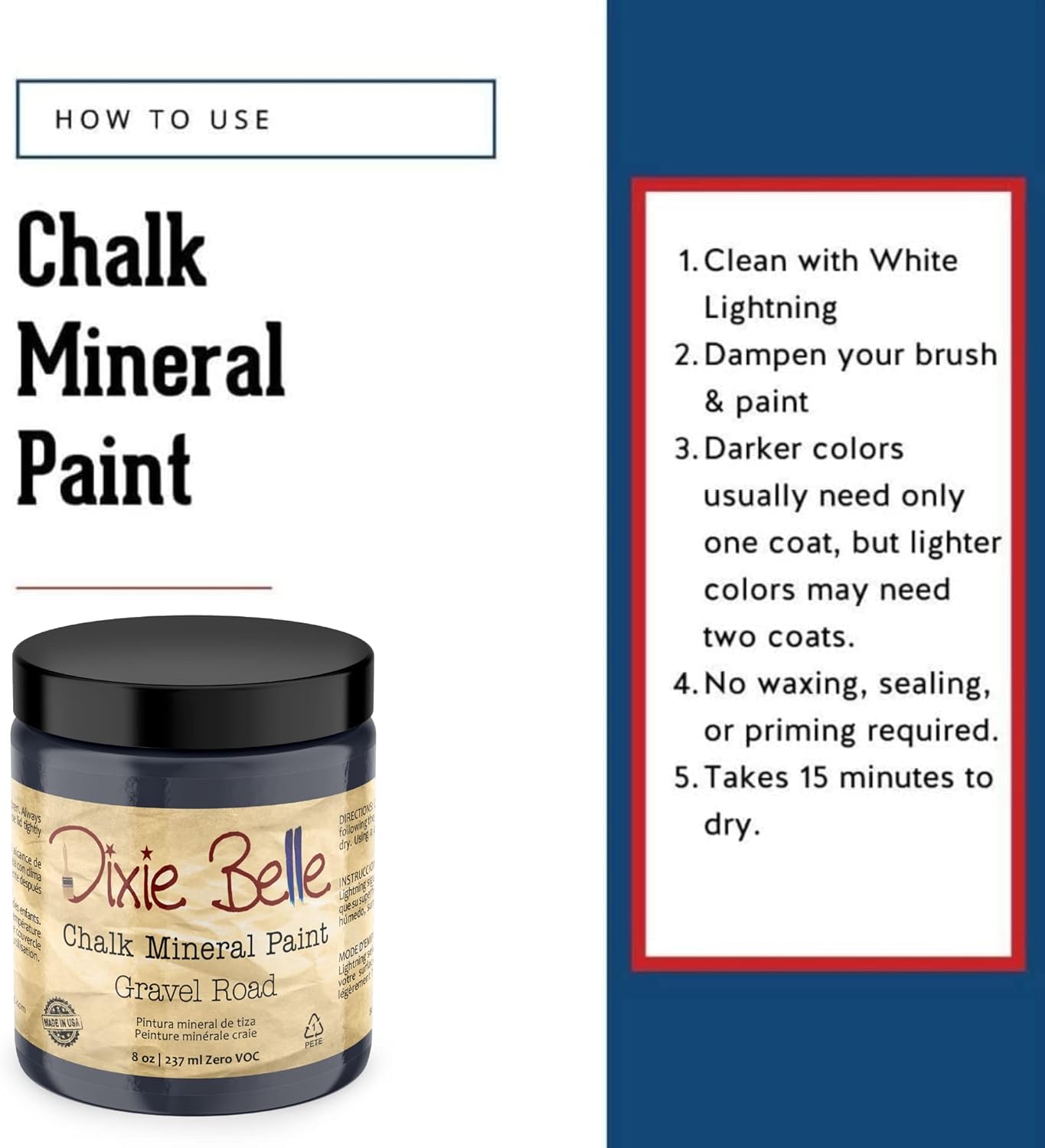 Dixie Belle Paint Company Chalk Finish Furniture Paint - Gravel Road (8oz) - Matte Warm Gray Chic Chalk Mineral DIY Furniture Paint