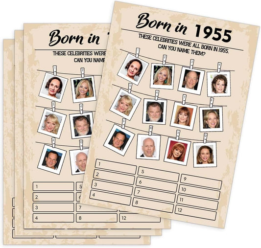 70th Birthday Party Games, Born in 1964 Games, Birthday Party Supplies for Adults, Fun 1955s Party Game，Pack of 30 Cards