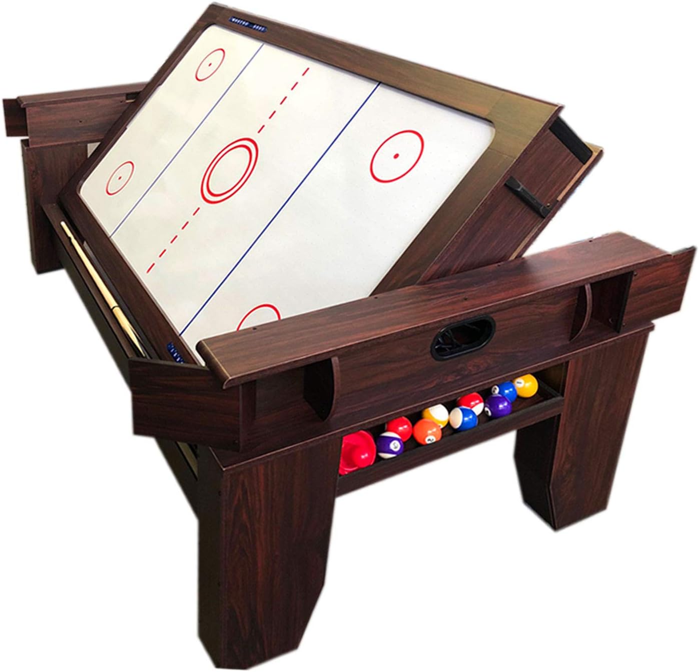 7ft Pool Table Air Hockey 2 in 1 Pool Table Red Felt - Billardhockey