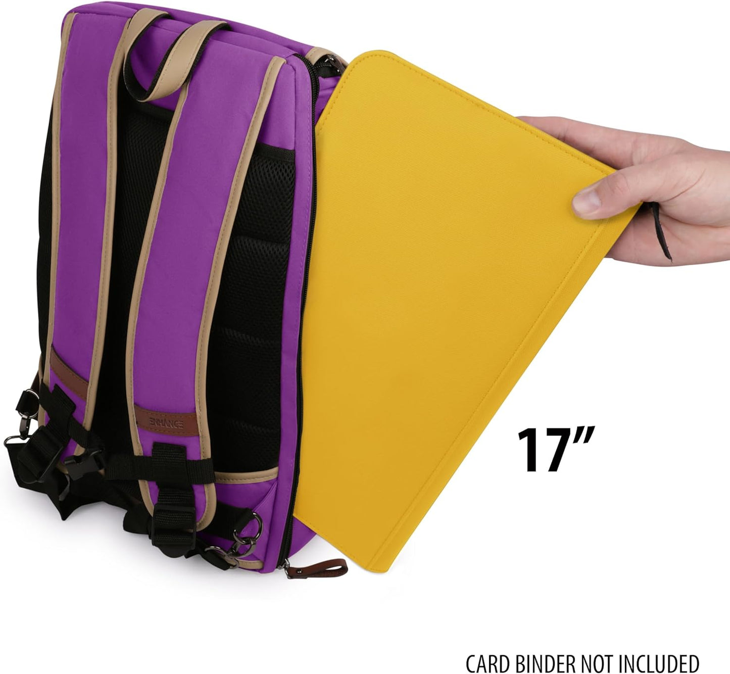 ENHANCE Designer Edition TCG Backpack - MTG Deck Bag Card Binder Space, TCG Deck Box Storage, MTG Playmat Holder - Card Storage Compatible with Magic the Gathering, Pokemon, Lorcana (Canvas Purple)