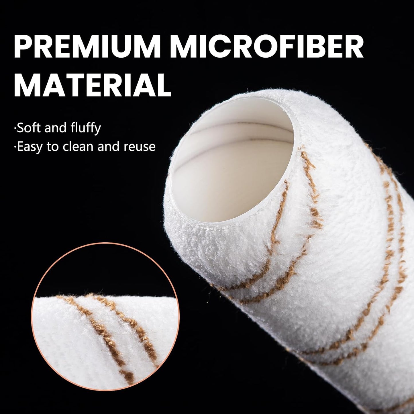 Mister Rui Paint Rollers, 6 Pack, 9 Inch Microfiber Paint Roller Covers, 10 mm Nap, Paint Rollers for Painting Walls, Paint Roller Sleeves, Painting Supplies for House Painting