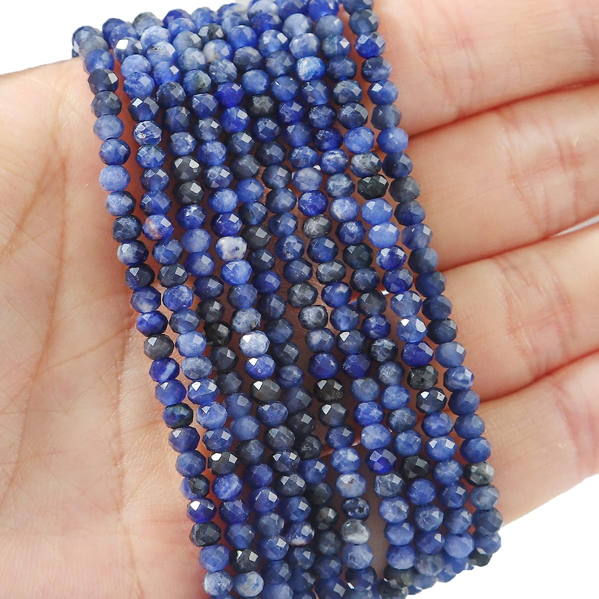 Natural Blue Sodalite Beads 4x2mm 120pcs Faceted Rondelle Loose Semi Gemstone Beads for Jewelry Making Design
