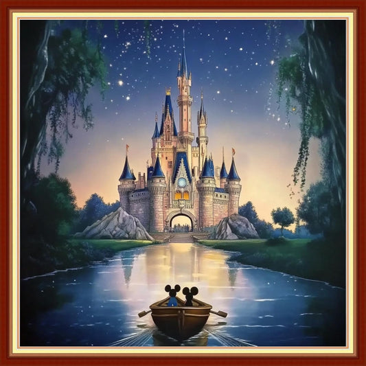 Joyhoor Cross Stitch Kits for Beginners Stamped Cross-Stitch Supplies Needlework preprint Embroidery Kits for Adults DIY Needlepoint Kits Embroidery Patterns 11CT-Dream Castle 18x18 inchs