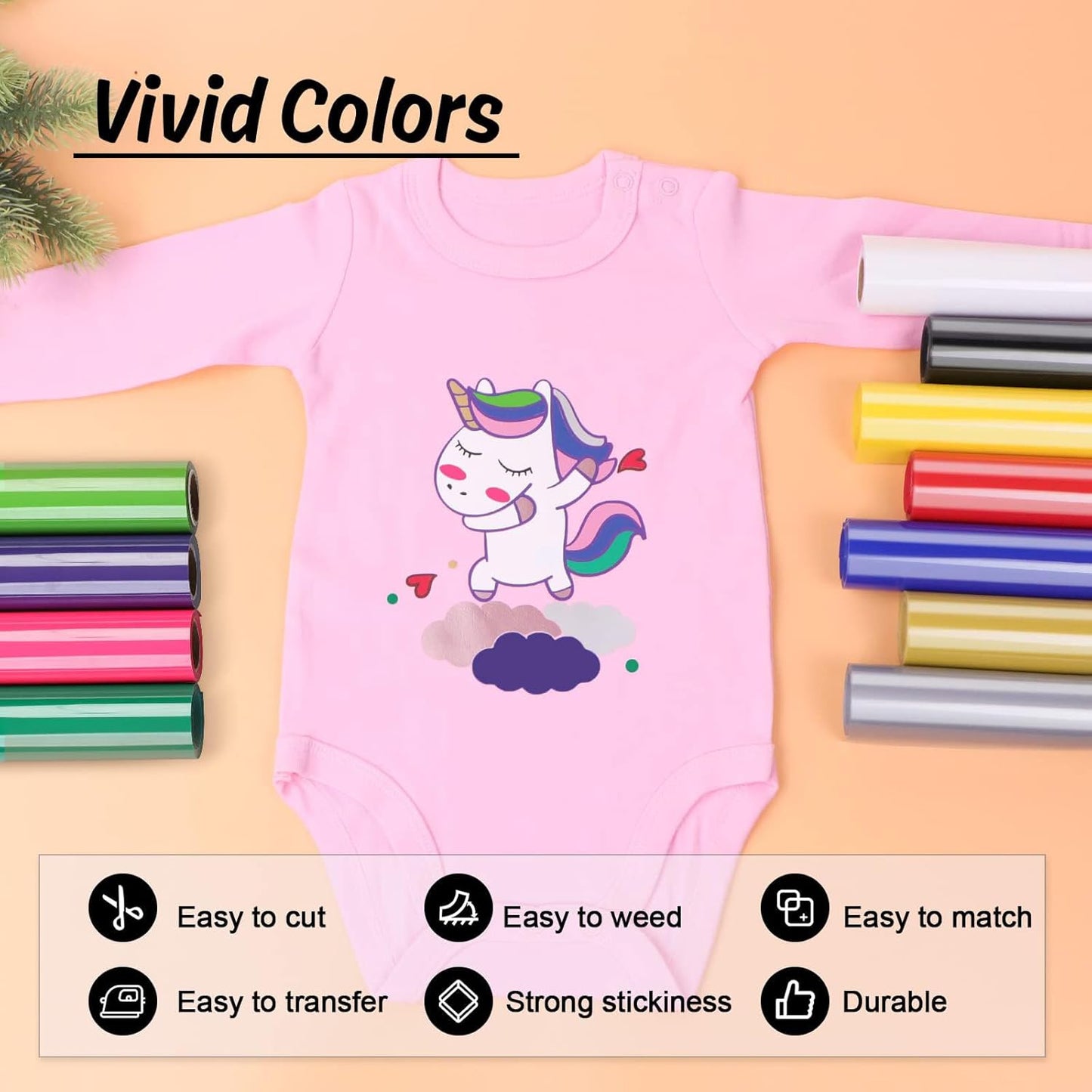 HTVRONT HTV Vinyl Rolls Heat Transfer Vinyl - 12" x 5ft Magenta HTV Vinyl for Shirts, Iron on Vinyl for All Cutter Machine - Easy to Cut