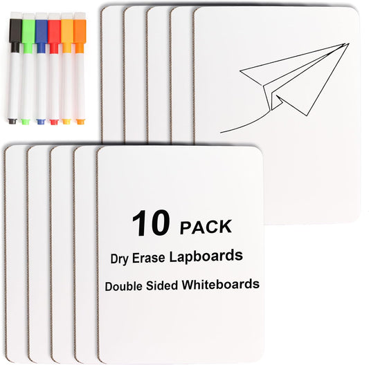 10 Pack Dry Erase Boards, Double-Sided Small White Board for Classroom Student, 9"x12" Portable Dry Erase Board Bulk, Mini Whiteboard for Teacher Classroom Supplies