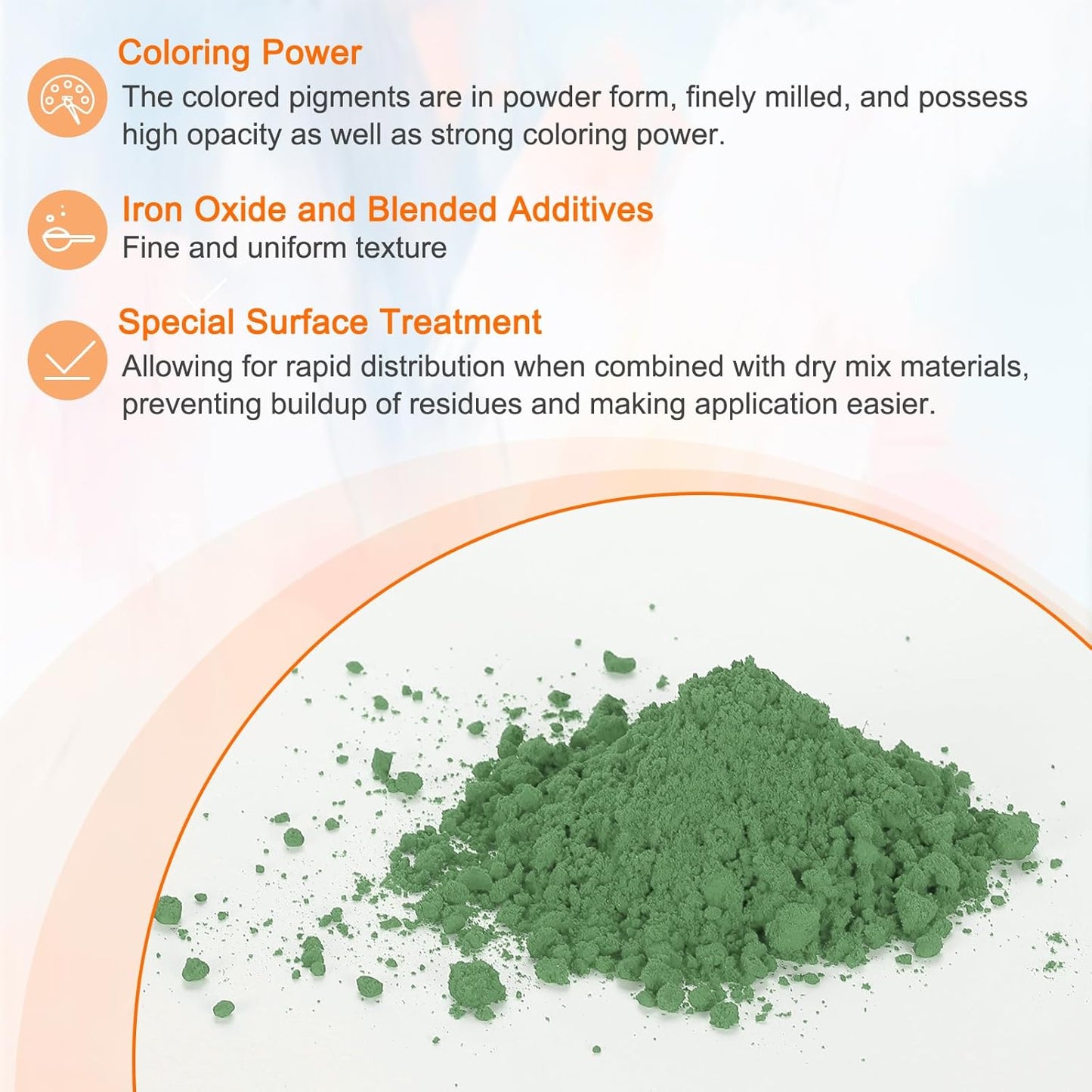 HARFINGTON Iron Oxide Powder Concrete Pigment 300 Mesh 3.5oz (100g) Iron Oxide Grout Pigment for Pastel Tile Paint Concrete Cement, Apple Green