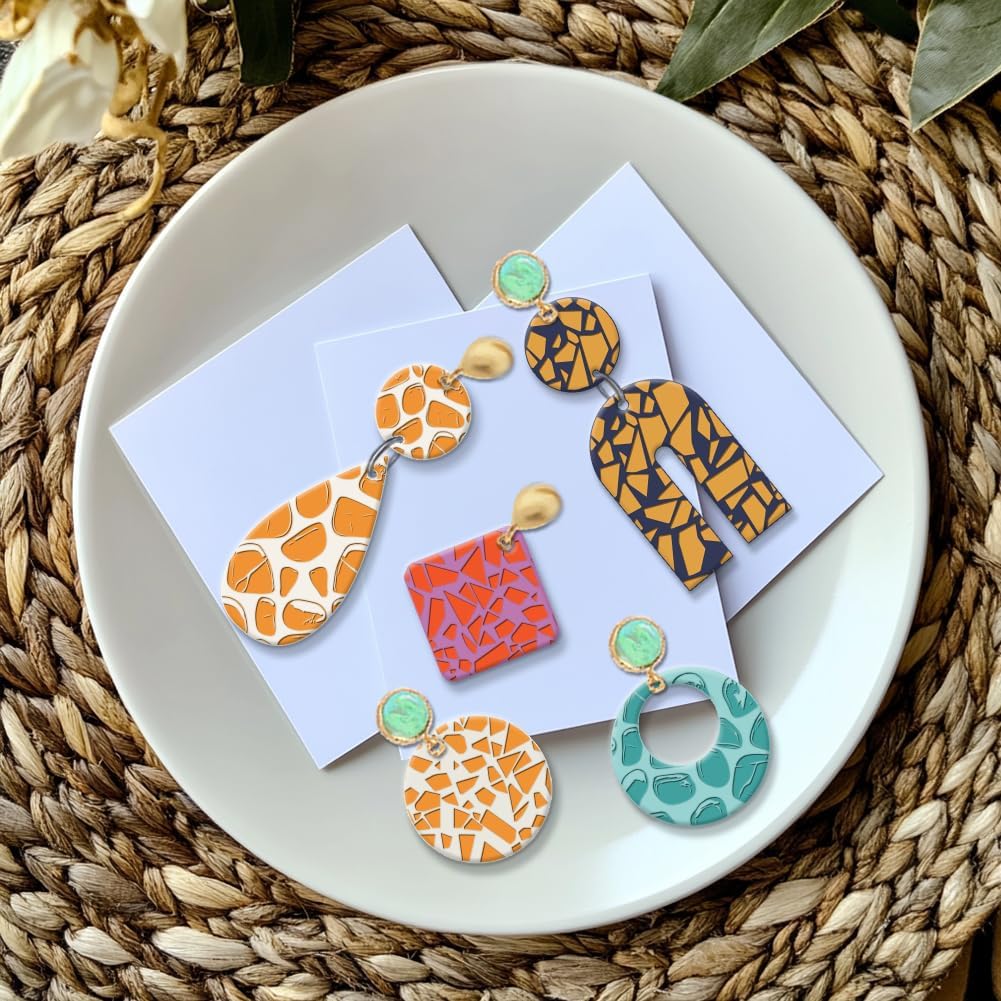 CHGCRAFT Tile Pattern Polymer Clay Texture Sheets Pebble Texture Silicone Clay Texture Stamp Clay Modeling Pattern Pad Texture Sheets for Earrings Jewelry Making