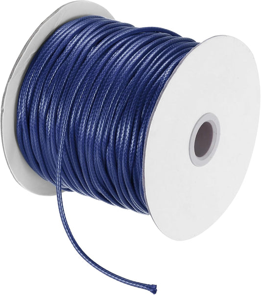 MECCANIXITY Waxed Cord 2.5mm Waxed Polyester Cord 87 Yard Wax String for Bracelet Making, Necklaces, Beading, Jewelry Making and DIY Crafts(Navy Blue)