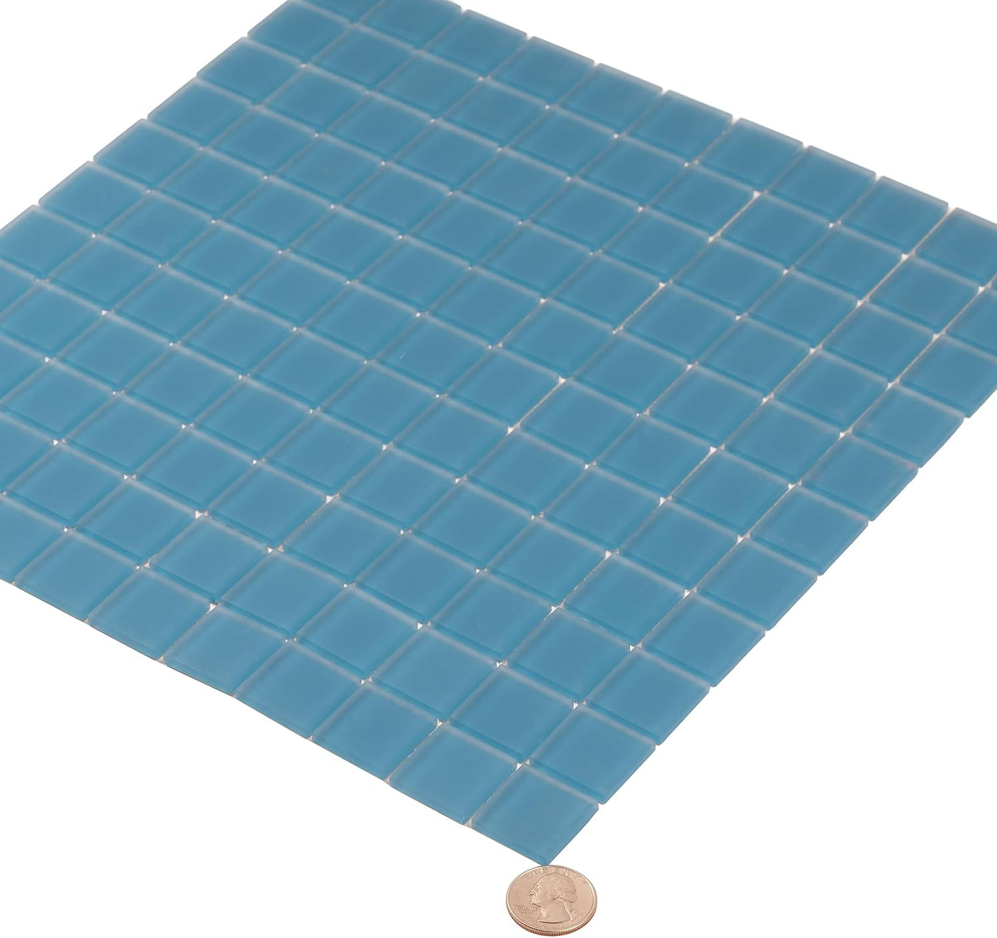 1"x1" Sky Blue Matte Finished Glass Mosaic Tile (9.67 Sq ft- Box of 10 Sheets)