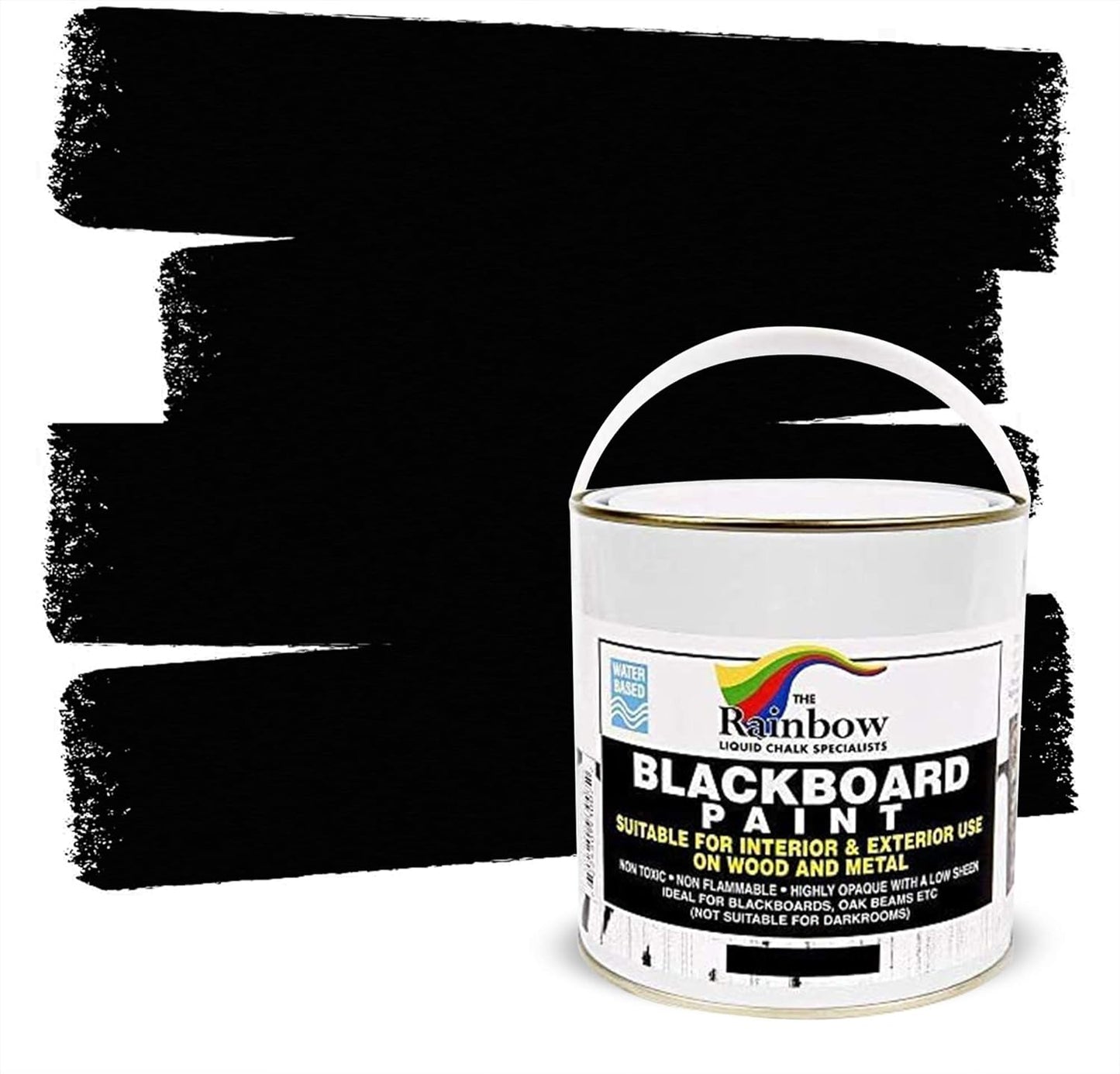 Chalkboard Blackboard Paint - Brush on Wood, Metal, Glass, Wall, Plaster Boards Sign, Frame or Any Surface. Use with Chalk Pen Wet Erase, Non-Toxic - Matte Finish [Black] - (33.8oz Cover 129 sf)