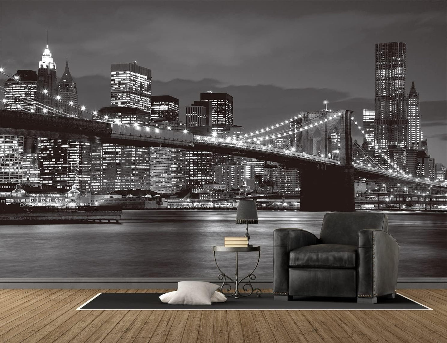 Brooklyn Bridge and New York City Wall Murals Large Photo Wallpaper Murals for Wall Living Room Bedroom Dining Room（Not Peel and Stick）