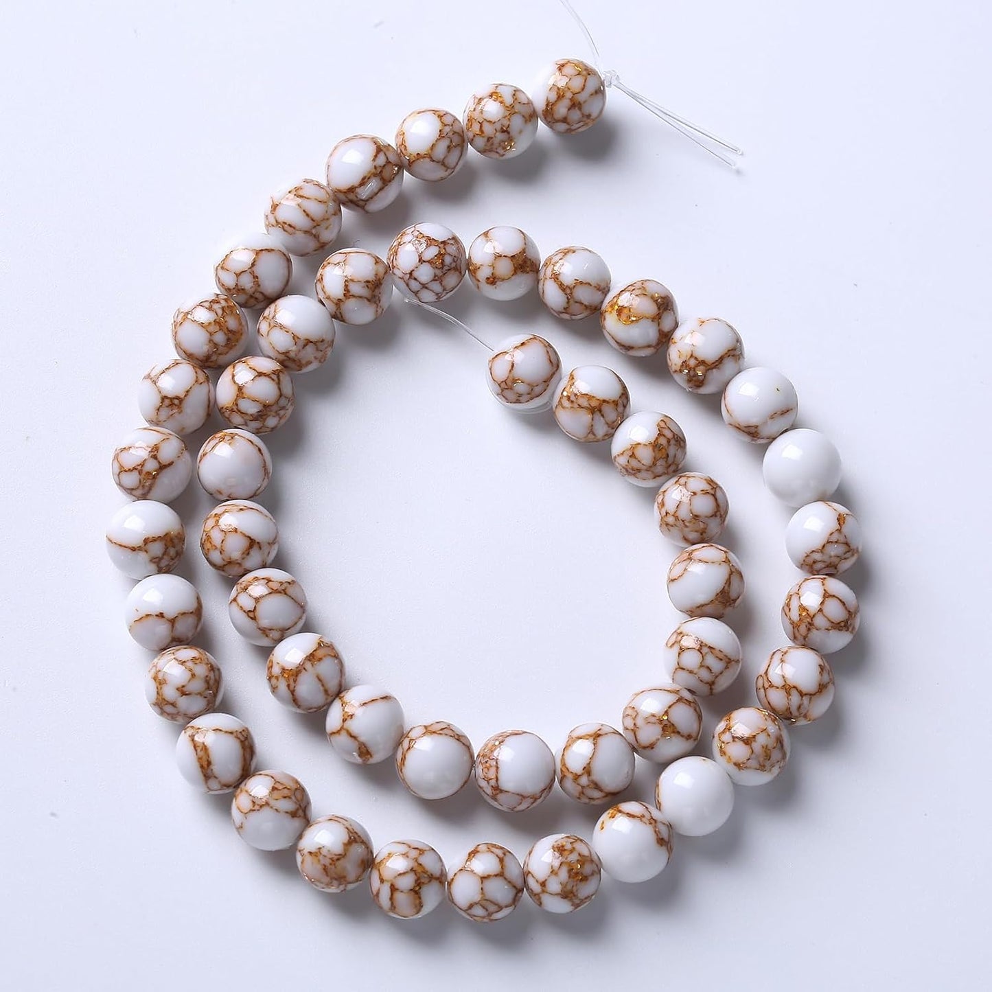32pcs 12mm White Howlite Spun Gold Stone Beads for Jewelry Making Natural Stone Energy Healing Beads DIY Bracelet Necklace 15" (12mm, White Howlite Spun Gold Stone)