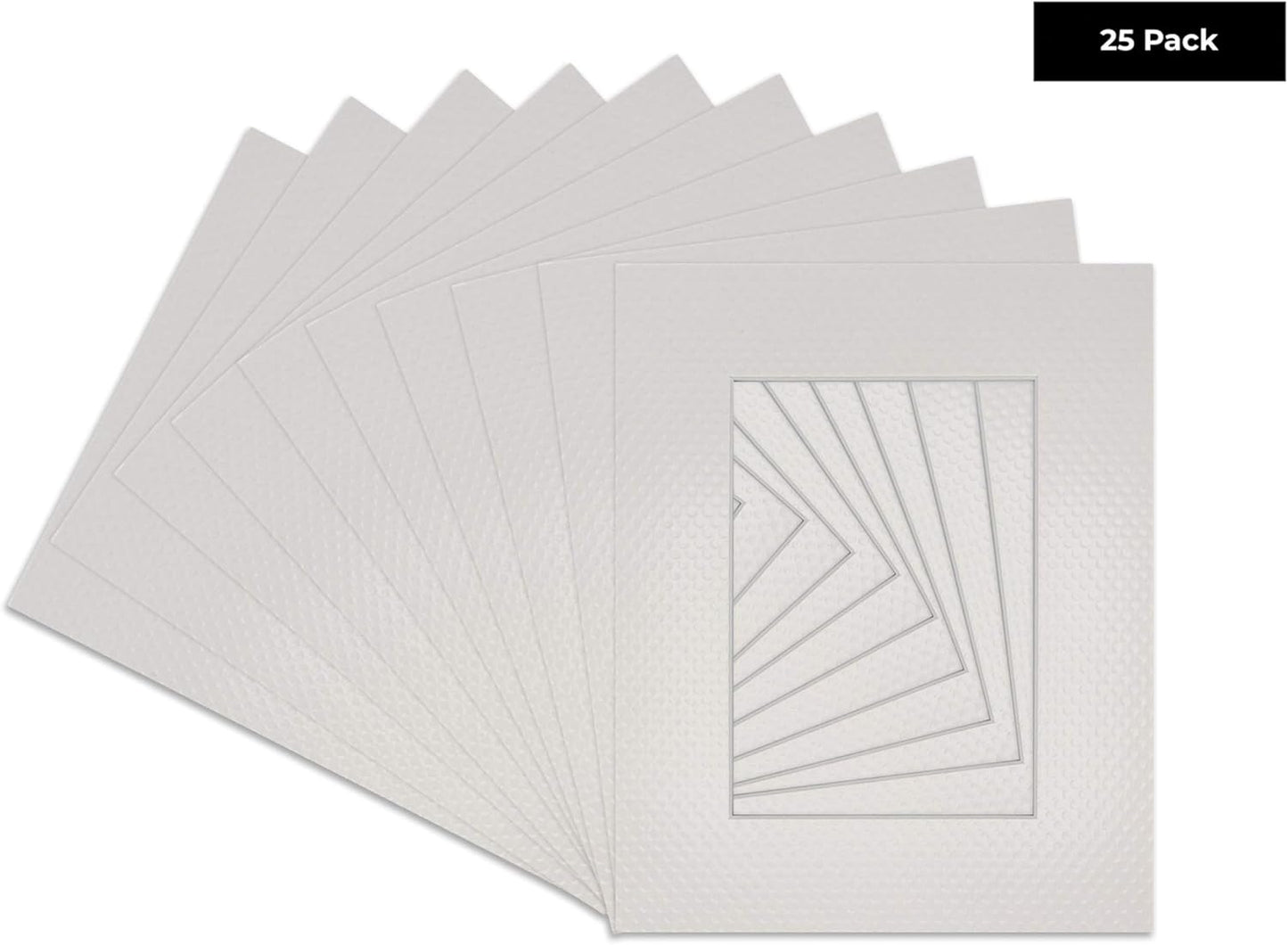 Pack of 25 Acid Free 11x14 Mats Bevel Cut for 8.5x11 Photos - Golf Ball Texture Precut Matboards for Pictures, Photos, Framing - 4-ply Thickness