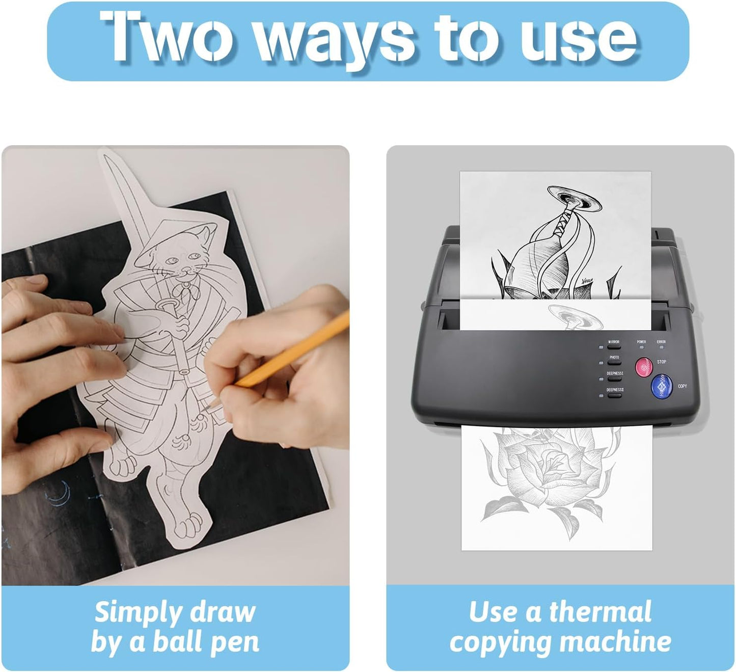 Combofix Tattoo Transfer Paper, 100 Sheets Thermal Stencil Transfer Paper for tattooing, Tattoo Tracing Paper A4 Size with Tattoo Supplies