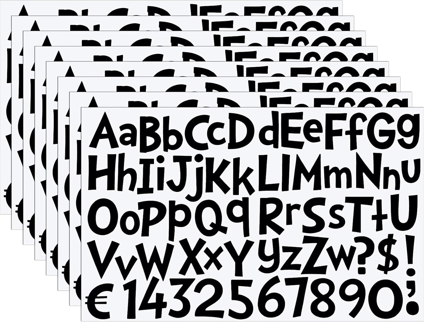 TaoBary 544 Pcs 2 Inch 16 Sheets Large Letter Stickers, Upper and Lower Case, Adhesive Vinyl Alphabet Sticker for Bulletin Board, Poster, Bottle, DIY, Notebook(Black,2 Inch)