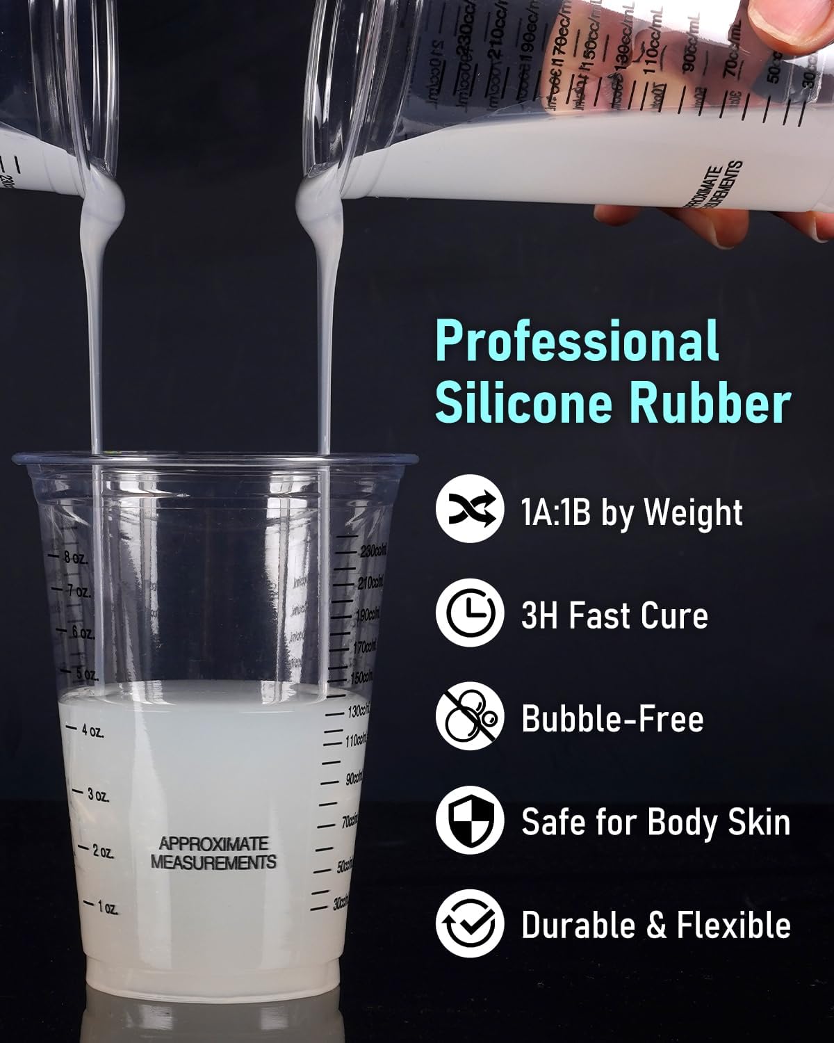 Nicpro 250oz Silicone Mold Making Kit, 15A Platinum Liquid Silicone Rubber, Flexible Silicone Molds Maker Mix Ratio 1:1 for Casting 3D Resins Candle Soap Molds DIY with Gloves, Sticks, Mixing Cups