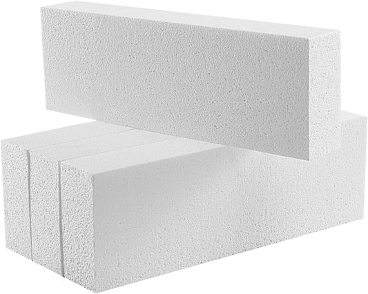 AMZQNART 4pcs Craft Foam Blocks 4×12×2in Polystyrene Blocks, Used for Making Modeling Projects, Flower Arrangements, and DIY School and Home Art Projects, in White Color.