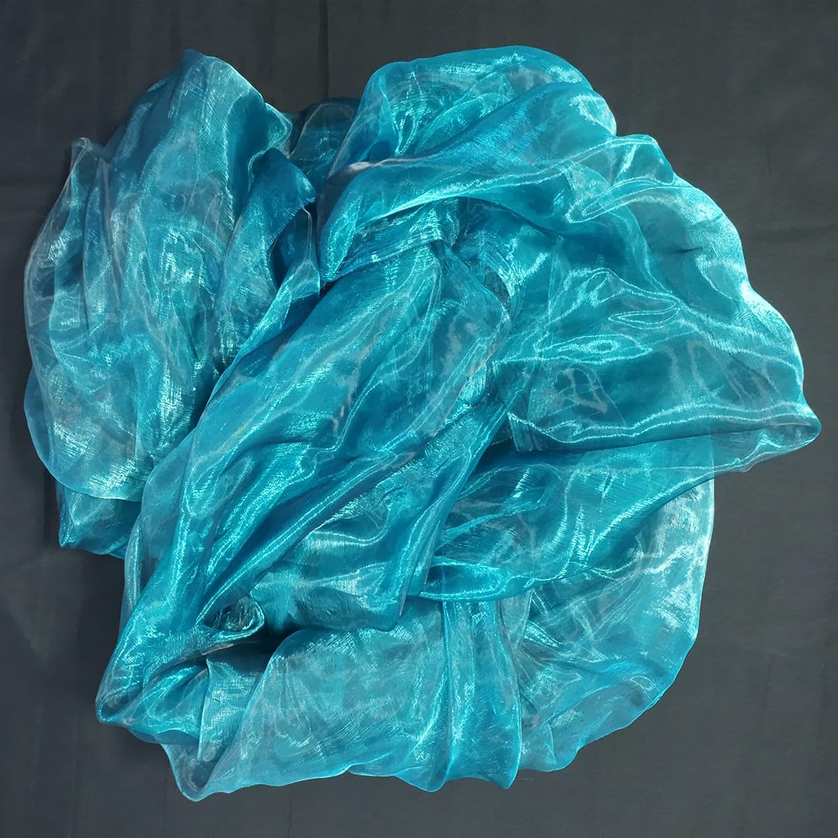 Two-Tone Iridescent Holographic Organza Fabric - 11 Yards by The Yard | Lightweight Sheer Tulle | for Wedding Dresses, Party Decor, DIY Crafts, Shiny Backdrops(Midnight Blue)