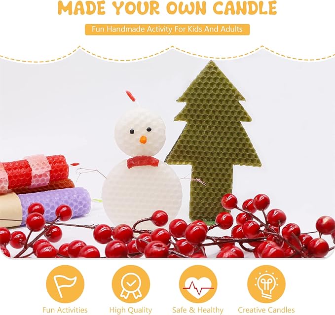 Beeswax Candle Making Kit for Kids -Pcs Beeswax Sheets Handmade Crafts Gift Beeswax Sheets for Candle Making Kit, DIY Candle Making Kit for Kids and Adults (Gorgeous Colors)