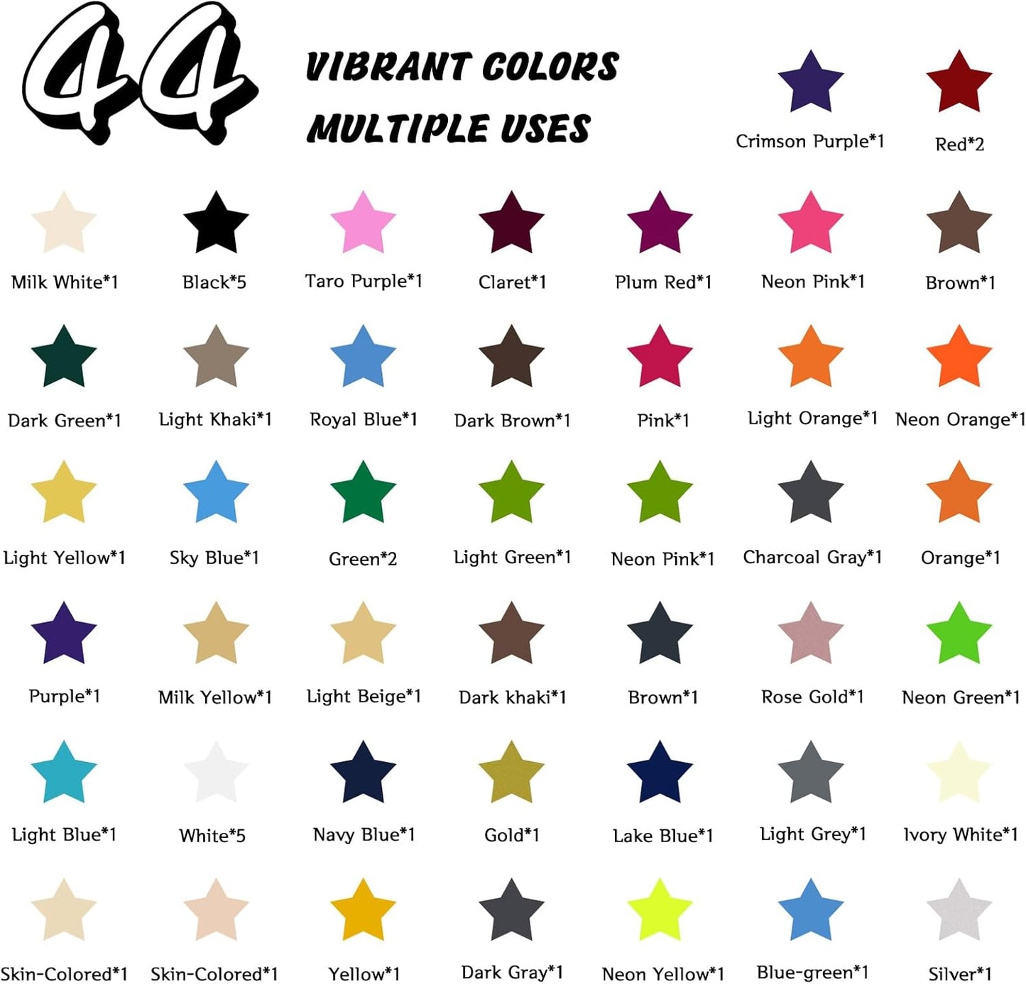 HTVRONT Heat Transfer Vinyl - 55 Pack 12" x 10" Iron on Vinyl Compatible with Cricut Cutting Machine, 44 Assorted Colors HTV Vinyl with 1 PTFE Sheet for All Cutter Machine - Easy to Cut & Weed