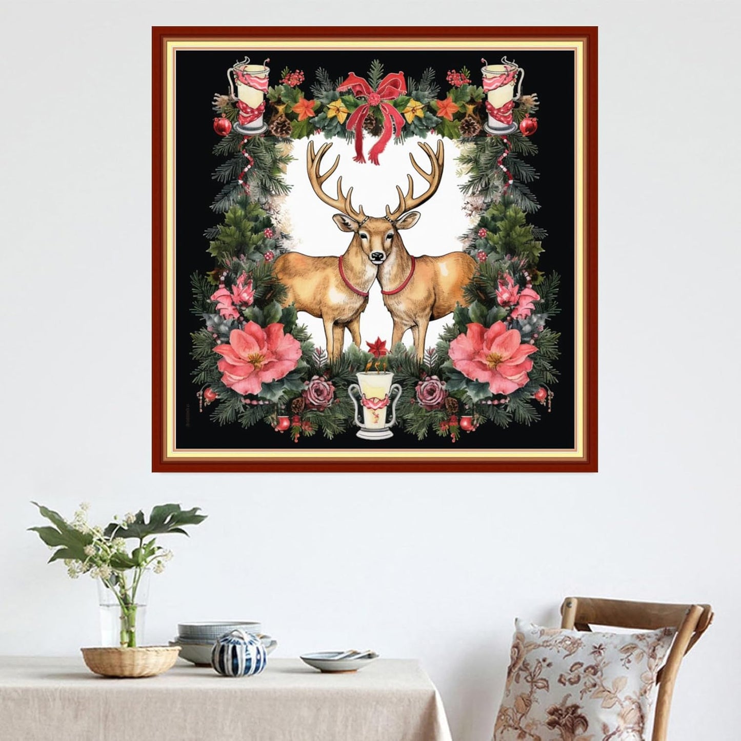 DMCVIVR Stamped Cross Stitch Kits for Adults Beginners Embroidery Kits 11CT Needlepoint Kits Cross Stitch Patterns Embroidery Patterns&Magic Elk 18x18 inch
