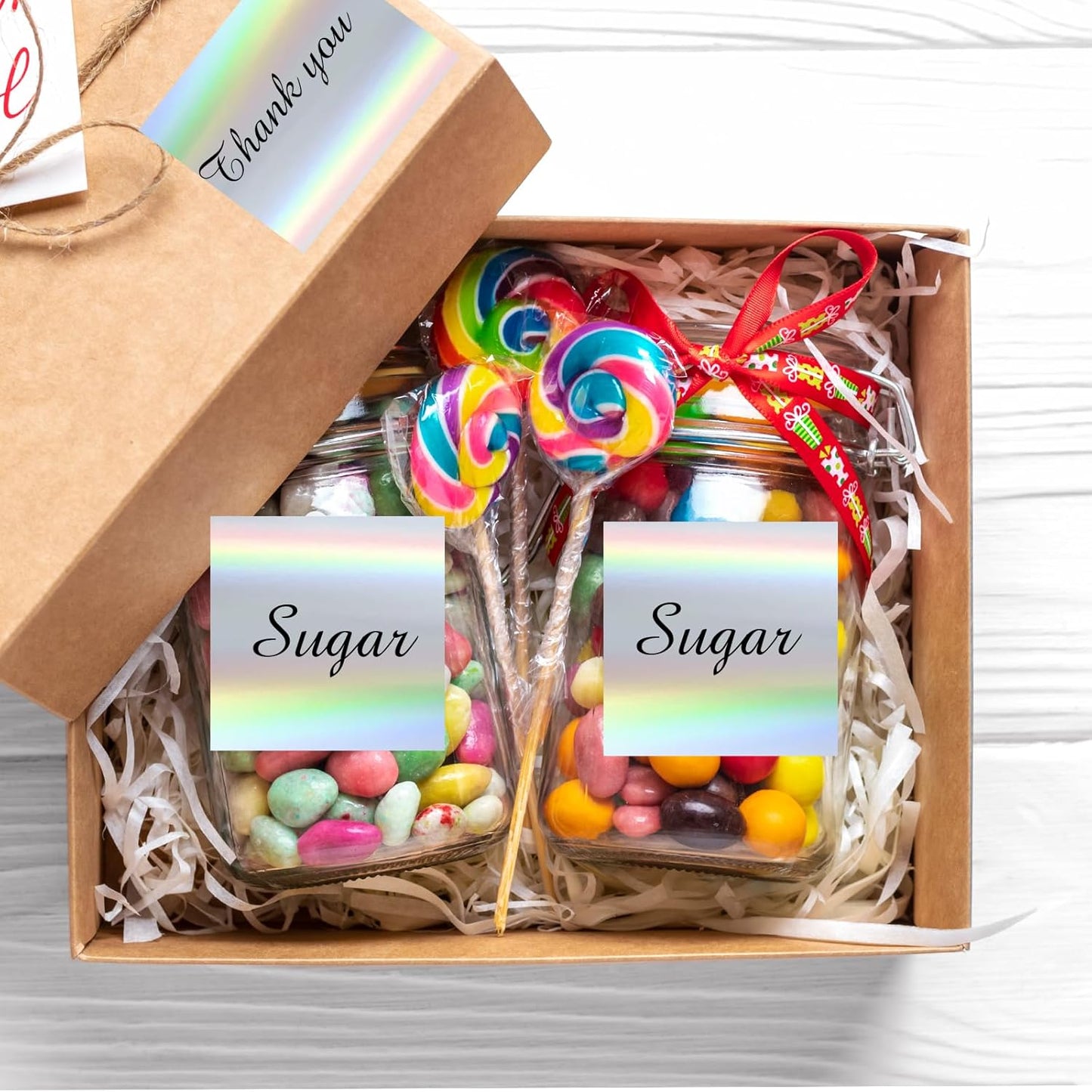 Square Thermal Labels Stickers 2" x 2", Holographic Silver Thermal Stickers Labels, Glitter Self-Adhesive Direct Thermal Label for Small Business