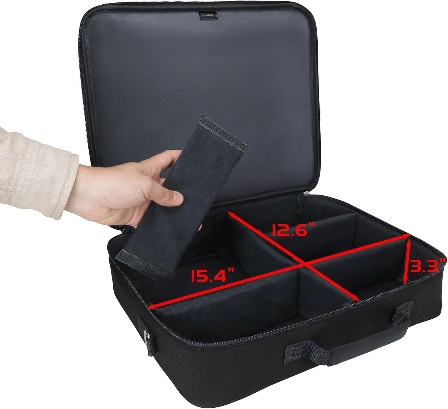 ENHANCE Designer Edition TCG Bag - MTG Shoulder Bag with Customizable Dividers & Accessory Pocket for Deck Boxes, Dice - Card Storage Compatible with Magic the Gathering, Lorcana (Black)