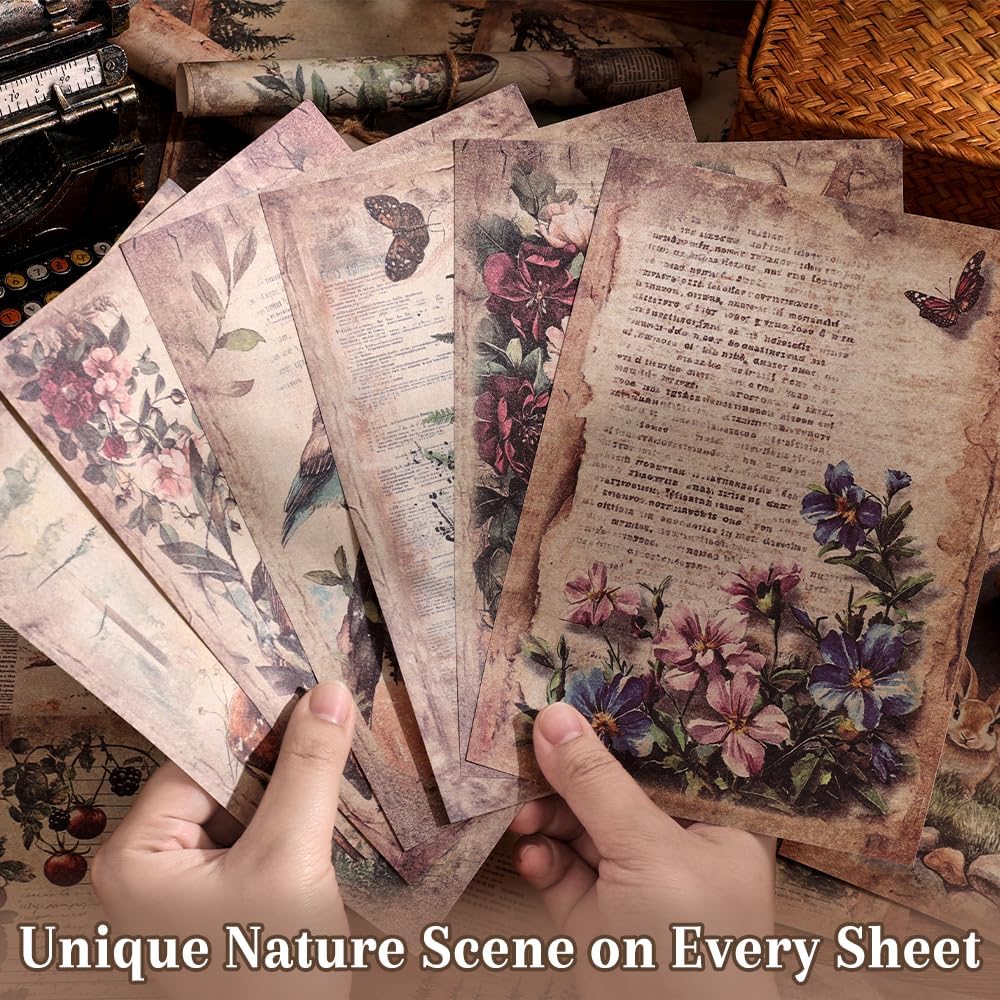 icceemee 160 Sheets of Nature Scrapbook Paper, journaling Scrapbook Supplies Craft Collage Paper Set, Junk Journal Bullet Journal Poster Room Decor for Card Making Decorative Gifts