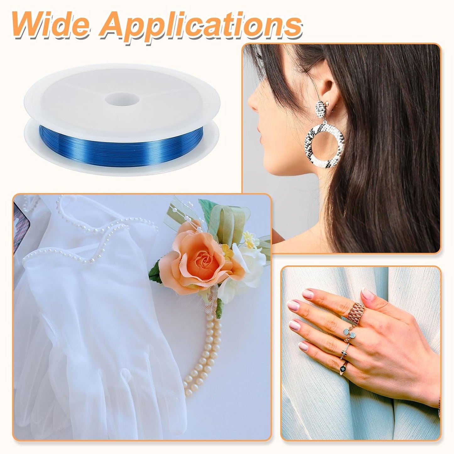 HARFINGTON 82ft Jewelry Wire, 32 Gauge (0.2mm) Brass Craft Soft Metal Tarnish Resistant Copper Beading Wire for Jewelry Making Supplies Crafting, Blue