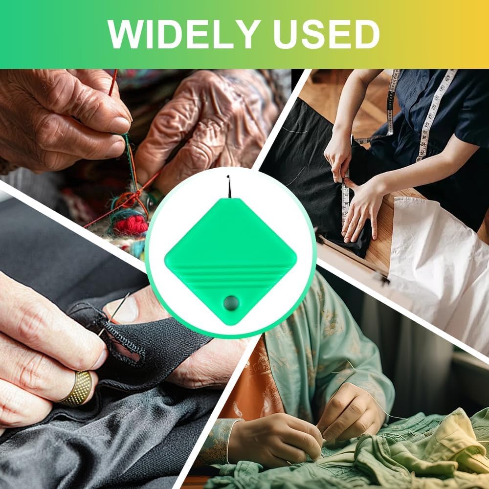 Automatic Needle Threaders for Hand Sewing, 2025 Upgrade Embroidery Floss, Sewing Machine Needle Threader, Sewing Supplies Tool, Fits All Needle Sizes (20, Green)