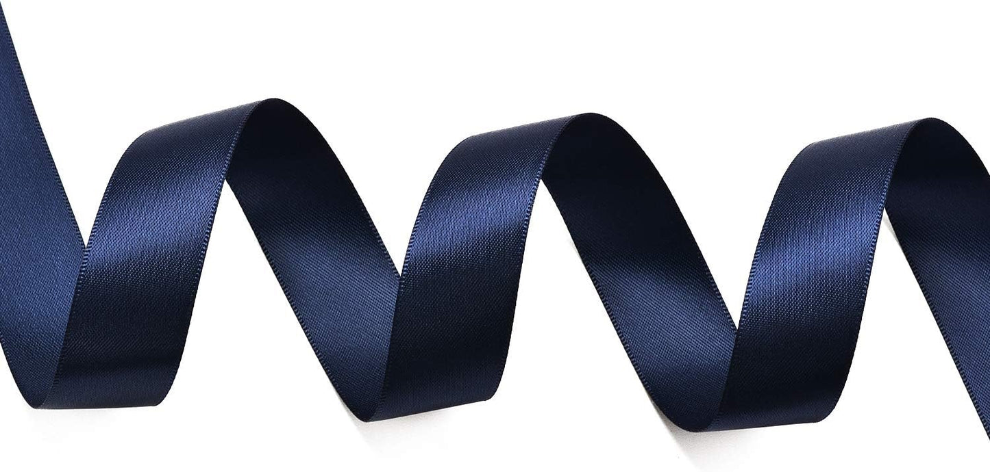 YAMA Navy Blue Double Face Satin Ribbon 7/8" 25 Yards Dark Blue Ribbon for Gift Wrapping Crafts Wreaths Hair Wedding Bridal Flower Bouquets Arrangement