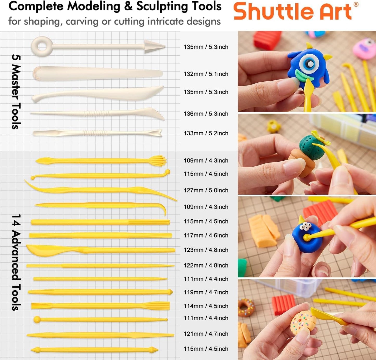 Shuttle Art 82 Colors Polymer Clay Kit with 19 Clay Tools, 16 Kinds of Accessories, Non-Toxic, Non-Sticky, Ideal DIY Art Craft Gift for Kids Adults