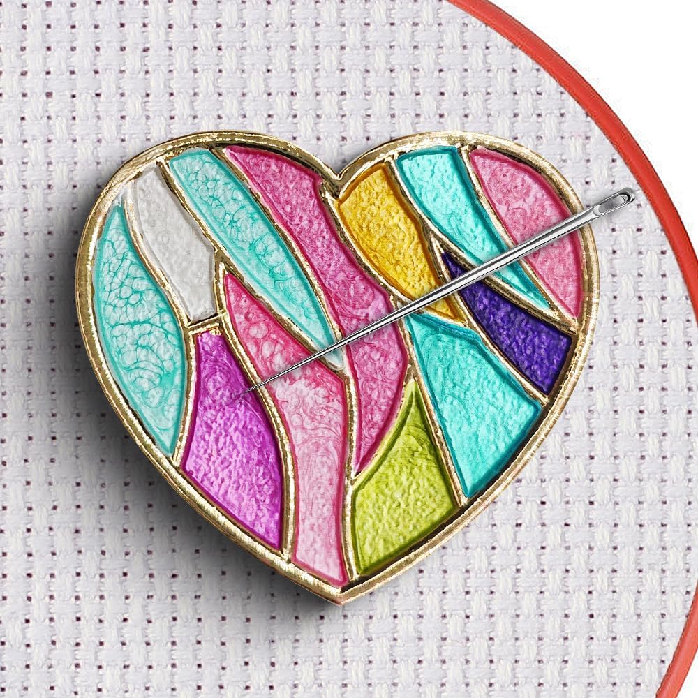 Magnetic Needle Minder Magnet Embroidery Accessories and Supplies Embroidery Needle Holder Cross Stitch Holder Needlework Supplies (Cardinal) (Love)