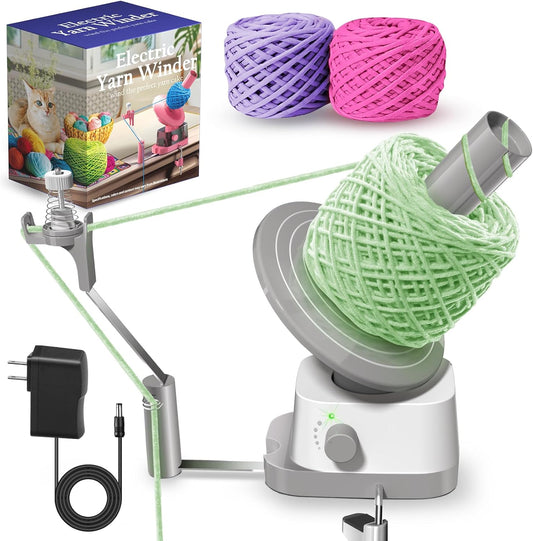 Yarn Winder, Electric Yarn Ball Winder for Crocheting, Efficiently Cake with Strong Tension Adjustable Speed Up to 13 oz, Automatic Spinner Wool for Knitting Enthusiast (Grey)