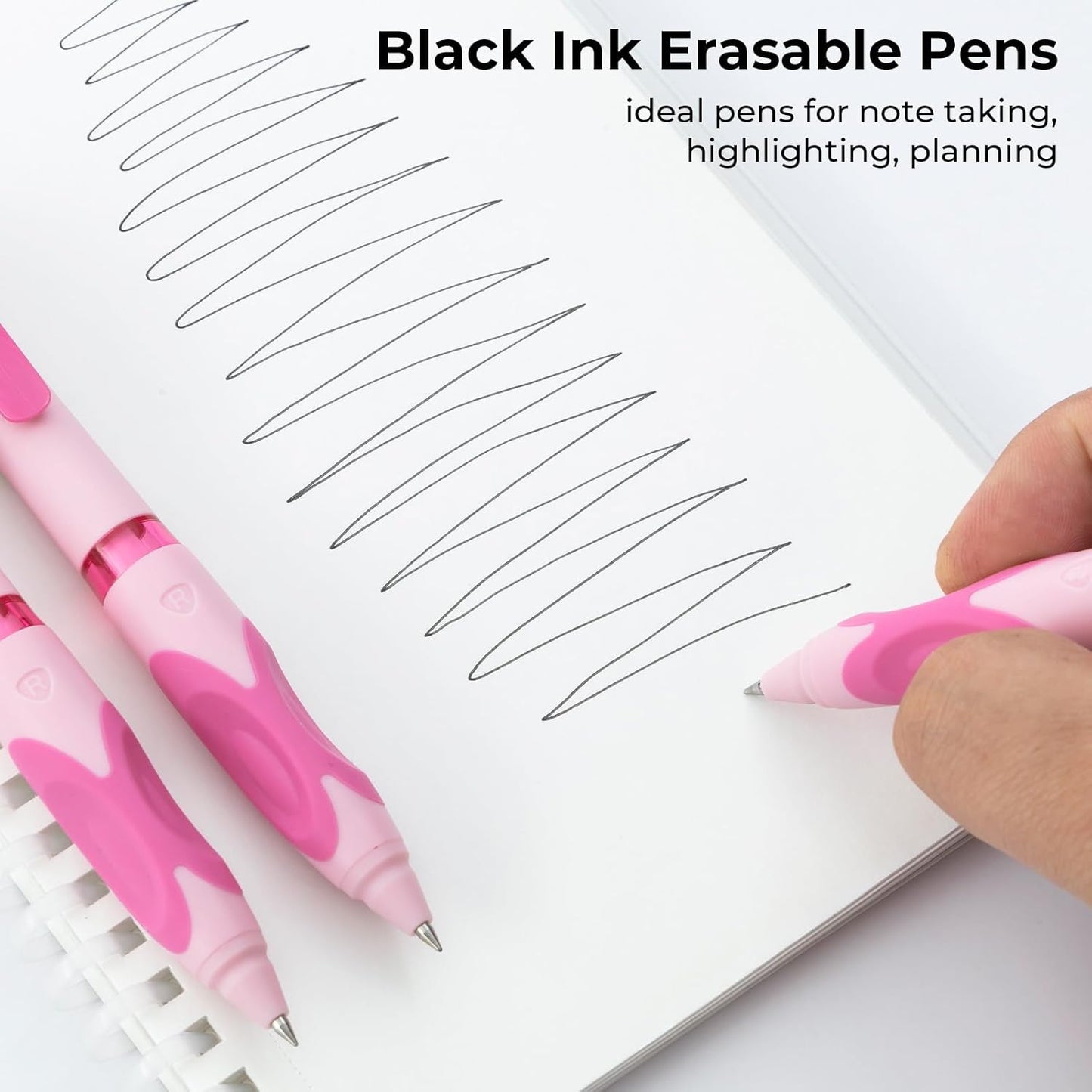 M&G 6 PCS Retractable Erasable Gel Pens, 0.5mm Black Ink Gel Pen, Fine Point Erasable Pen Make Mistakes Disappear, Premium Comfort Grip Note Taking and Crossword Puzzles