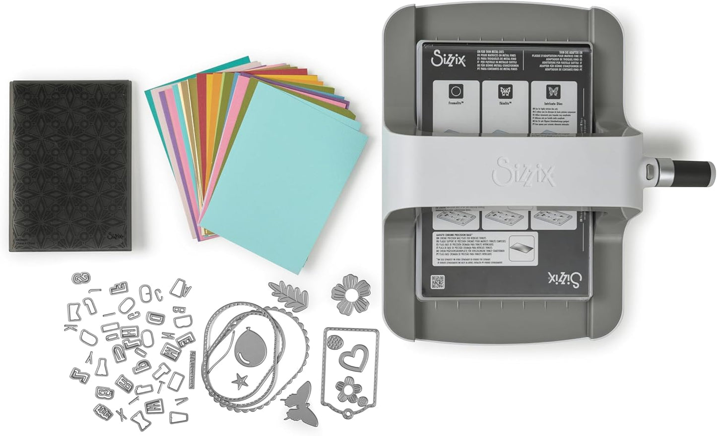 Sizzix Big Shot Machine with Starter Kit, 6" Die-Cutting and Embossing Machine with Cutting Dies, Embossing Folder and Cardstock