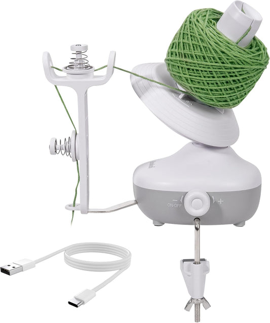 Etcokei Yarn Winder, Electric Yarn Ball Winder for Crocheting, Compact Yarn Cake Winder with Strong Tension Stepless Speed, Automatic Yarn Spinner Wool Winder, Ideal Helper for Knitting Lovers(White)