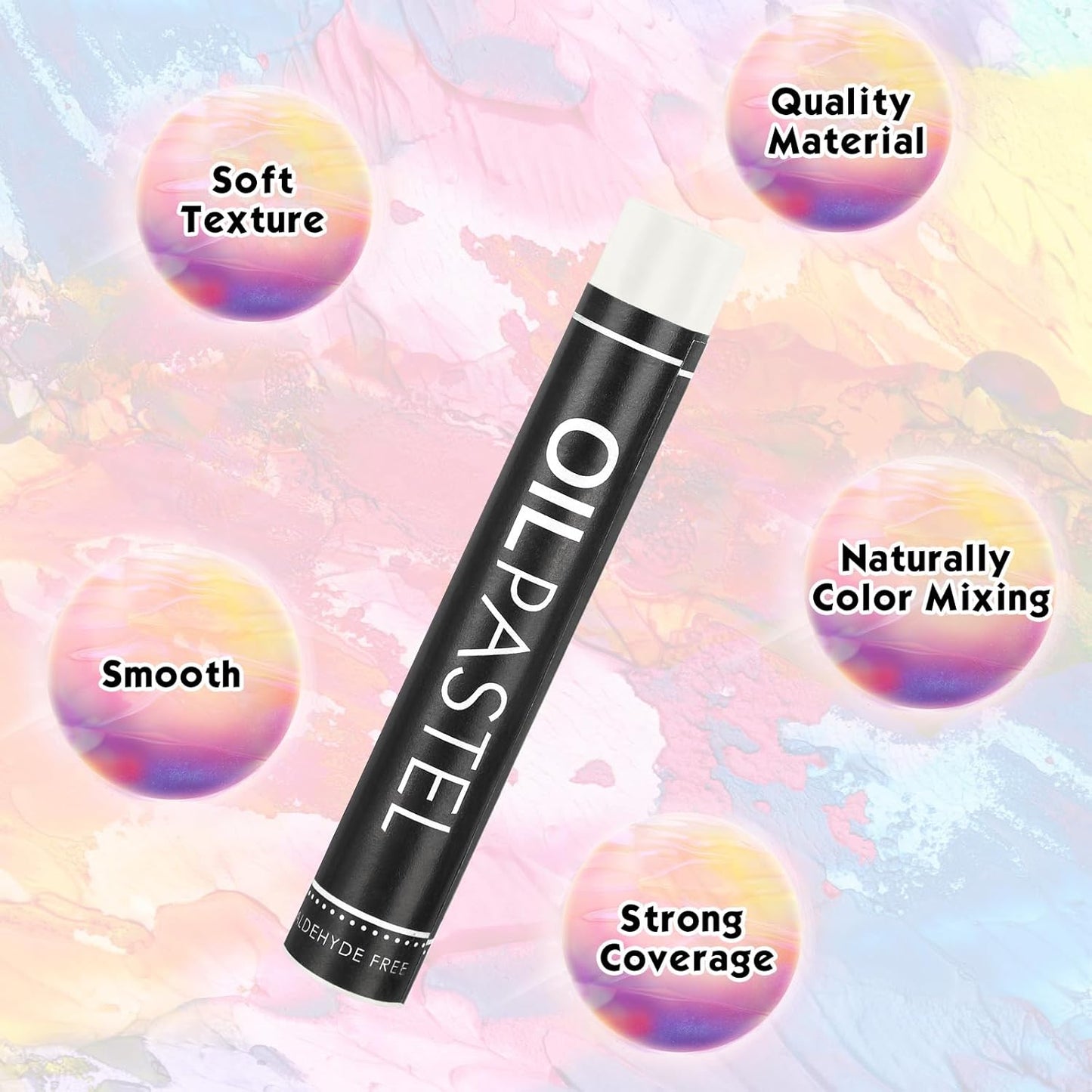 Geyoga 36 Pcs Soft Oil Pastels Bulk Artists Oil Crayons Single Color Creamy Pastels for Art Painting Drawing Blending for Back to School First Day of School Kids Students Artists(Black, White)