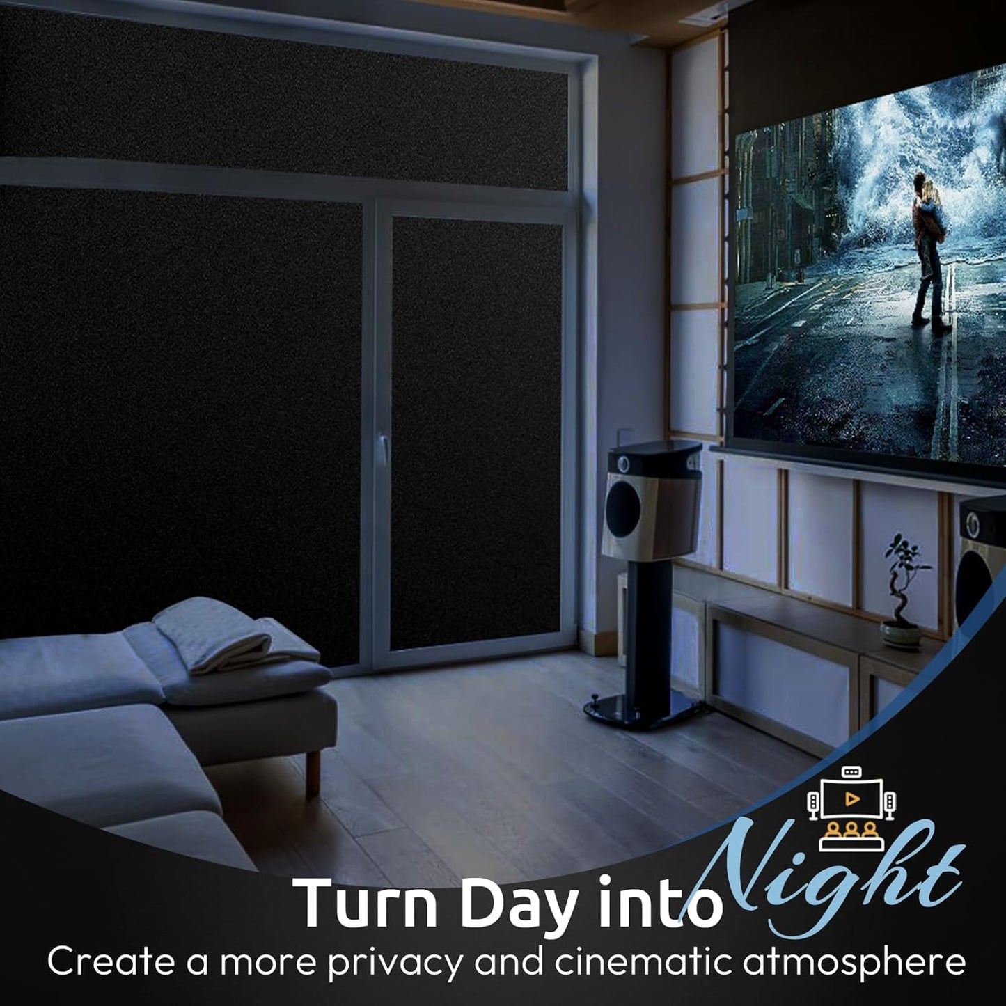 rabbitgoo Blackout Window Film, Sun Heat Blocking Privacy Cover for Glass, Removable Opaque Room Darkening Dark Black Out Window Covers Tint Shades for Home Day Sleep Light Blocker 17.5 x 118.1 Inches