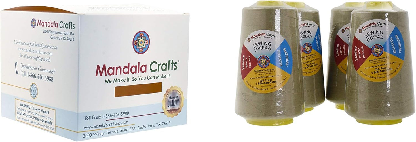 Mandala Crafts 4 Pack of Serger Threads Cones Spools - 40S/2 24000 Yards Polyester Beige Threads for Sergers Machine and Overlock Quilting Sewing Machine