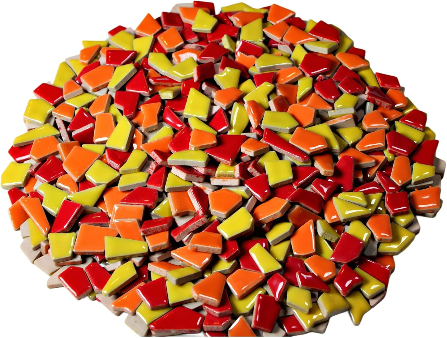 Ceramic Mosaic Tiles for Crafts & Art Projects 200 Grams Vibrant Colors Pieces Fit Together Like a Puzzle Endless Creative Ideas for Mosaic Art DIY Hobbies Small Sizes (Red Orange Yellow)