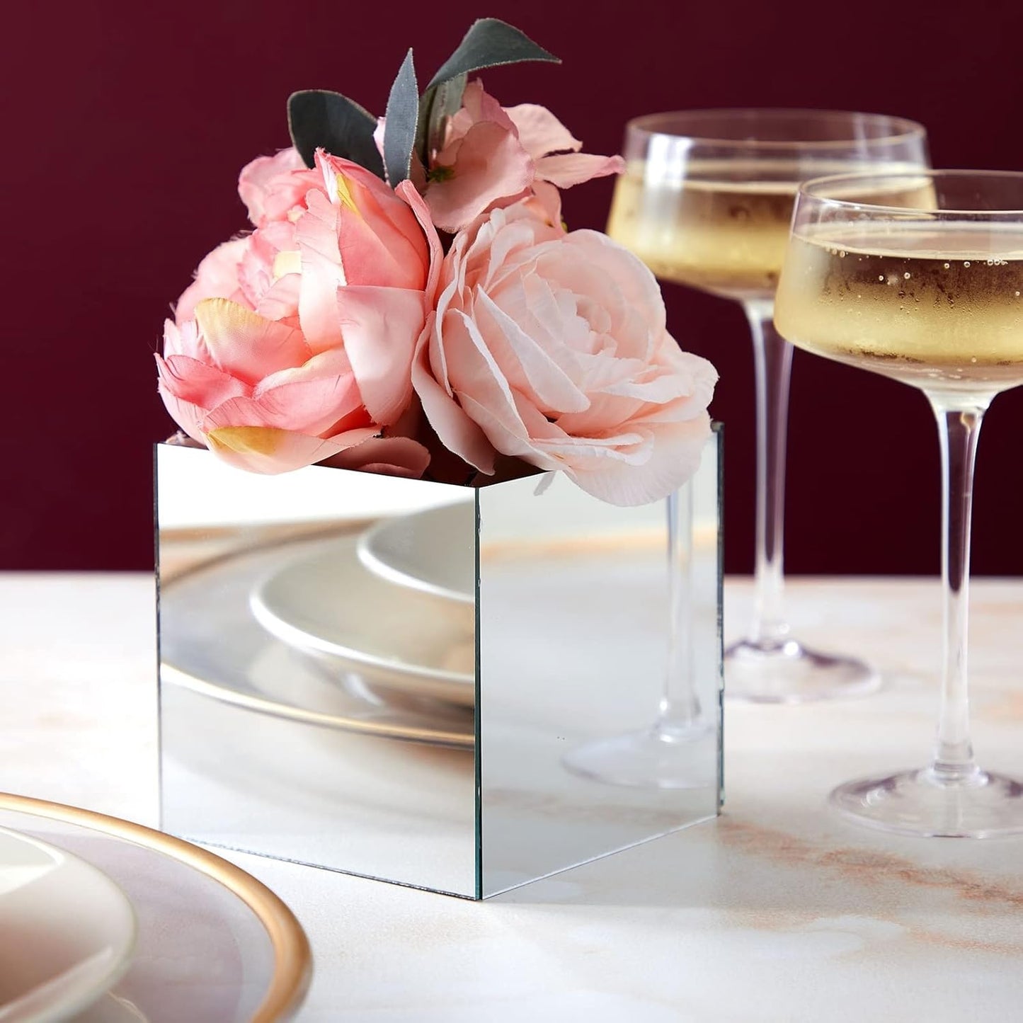 Bright Creations Square Mirror Tiles - 4 in, Silver, Pack of 50 - for Crafts & Table Centerpieces - Mirror Mosaic Tiles