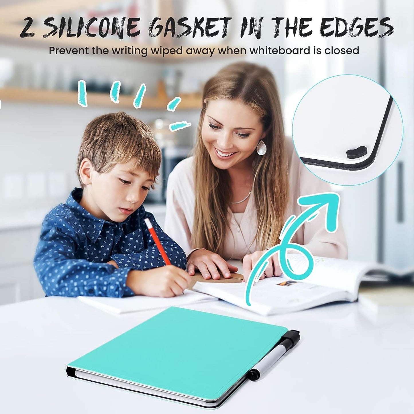 AGM Portable White Board Dry Erase, Double Sided Folding Whiteboards with Pen, Small Dry Erase Board for Study, Meeting, Doodling, Planning, Mint Green