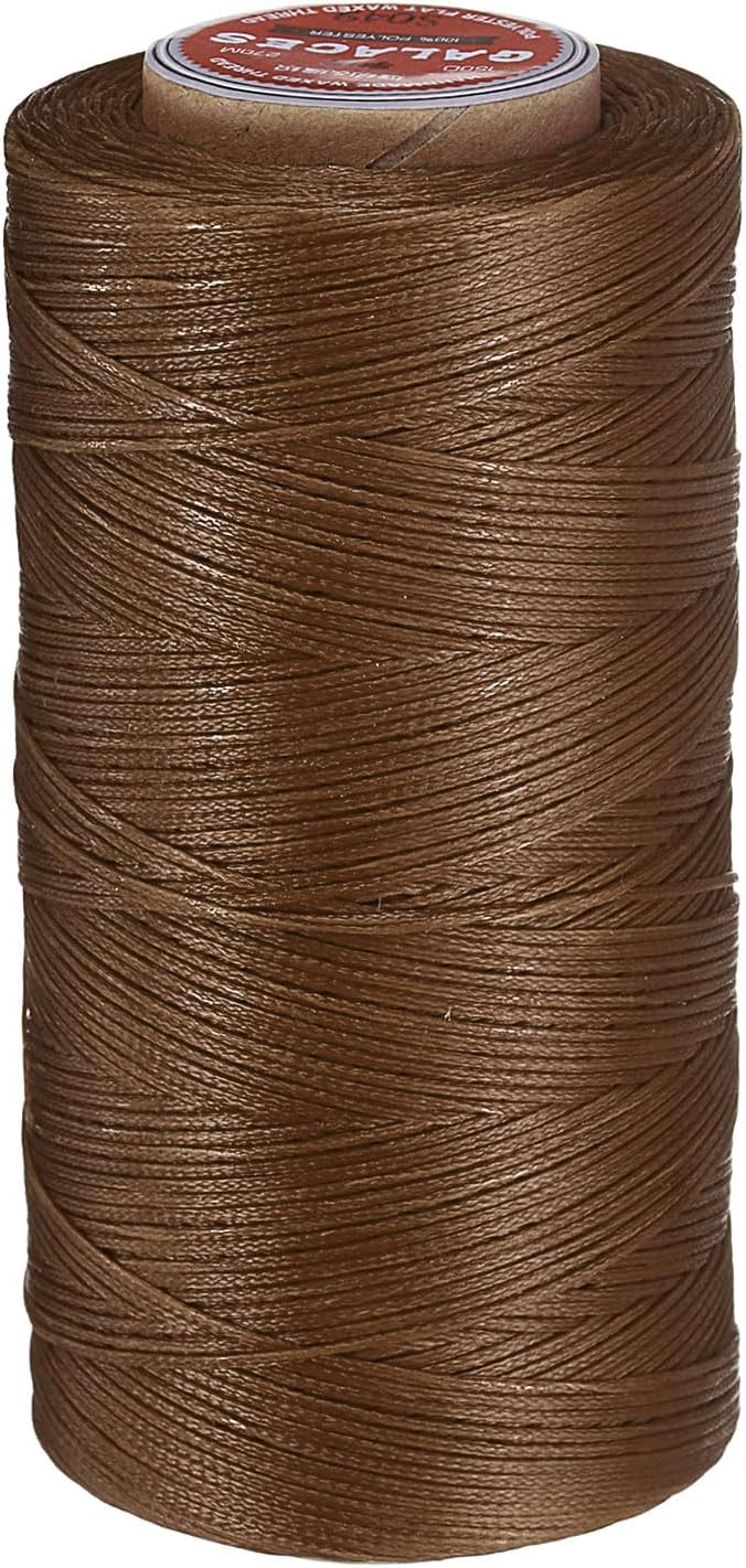 uxcell Flat Leather Sewing Waxed Thread, 270m / 295 Yards Polyester Wax String, 150D Wax Stitching Cord for Leather Crafts, Bookbinding, Bracelets Braided, Brown