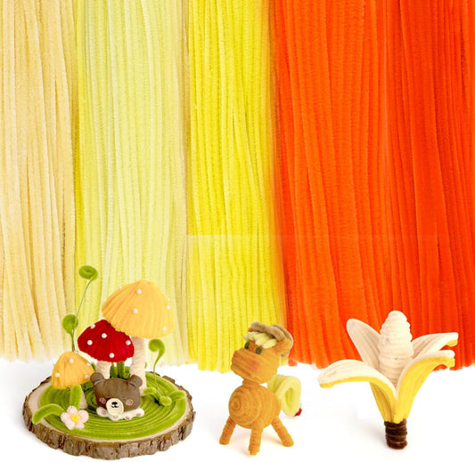 Caydo 500 Pieces Orange Pipe Cleaners, Chenille Stems, Pipe Cleaner Crafts for DIY Art and Craft Projects Creative Gift Party Decorations