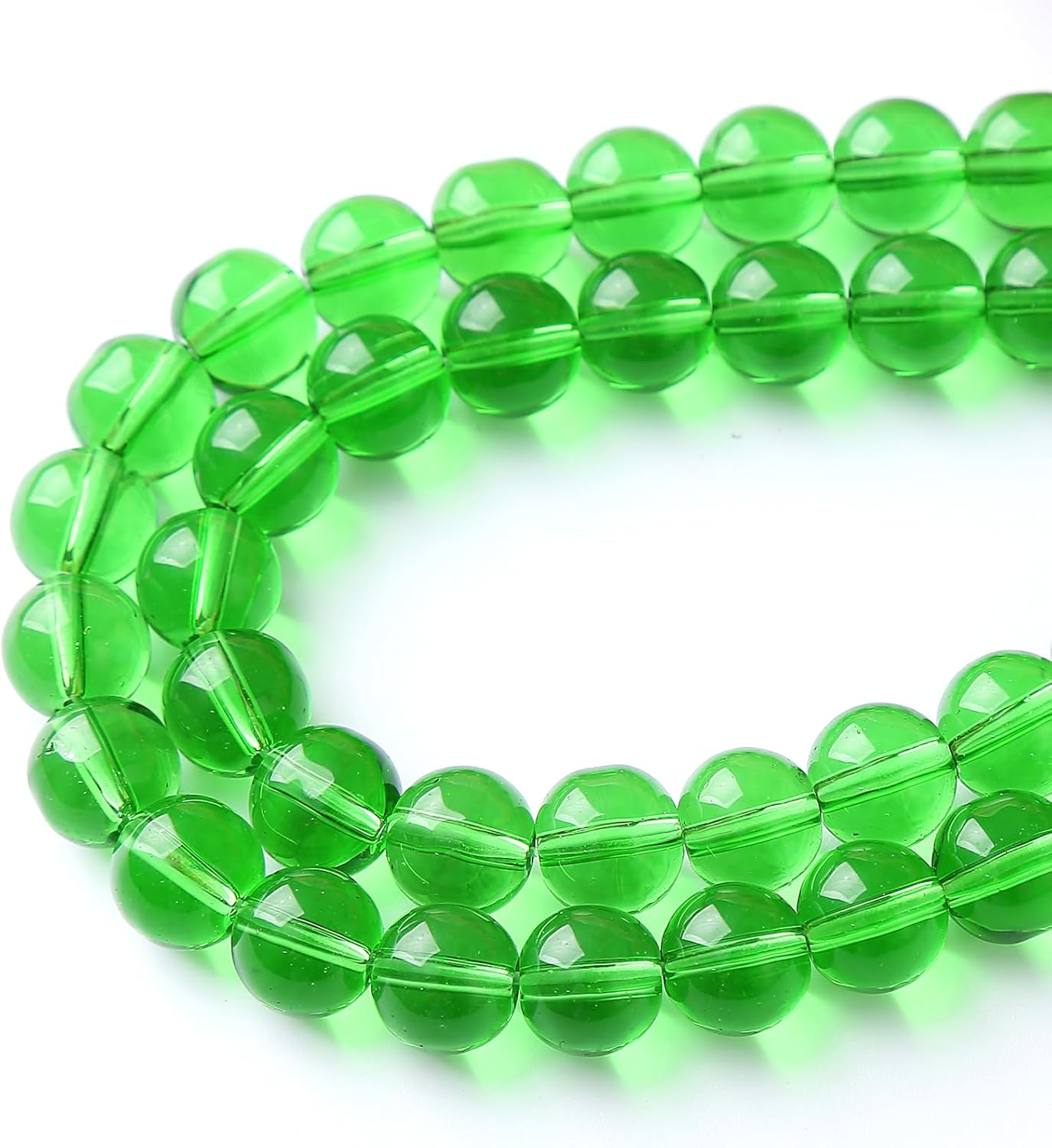 60pcs 6mm Smooth Green Crystal Glass Quartz Beads Round Loose Beads for Jewelry Making DIY Bracelet Necklace 15" Energy Healing Power Stone Beads (6mm, Green Crystal Glass)