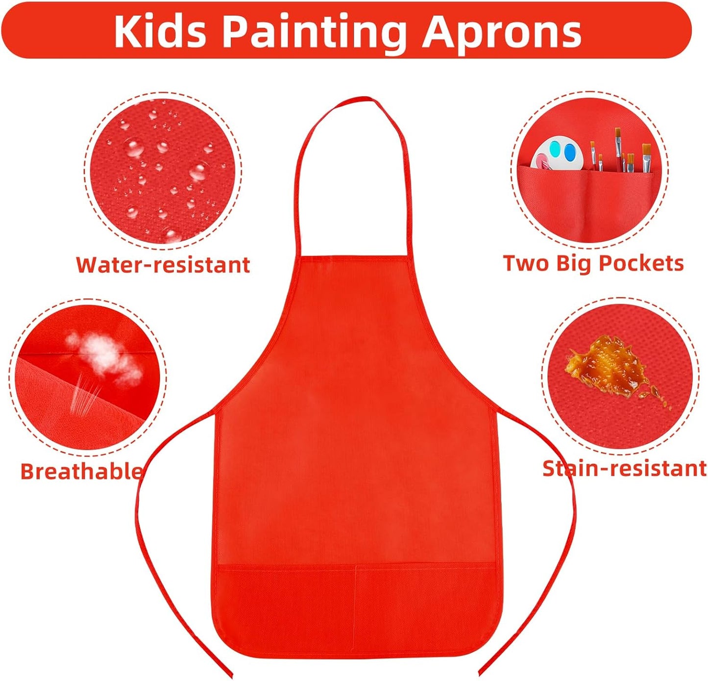 CHRORINE 6/12/24 Pack Kids Painting Apron Toddler Art Aprons for Kids Paint Apron Smock for Painting Cooking Craft Activity
