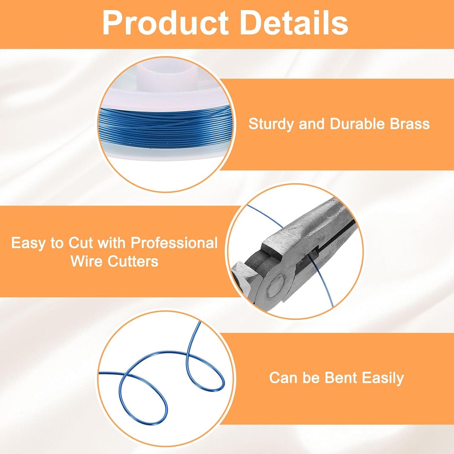 HARFINGTON 20ft Jewelry Wire, 24 Gauge (0.5mm) Brass Craft Soft Metal Tarnish Resistant Copper Beading Wire for Jewelry Making Supplies Crafting, Blue